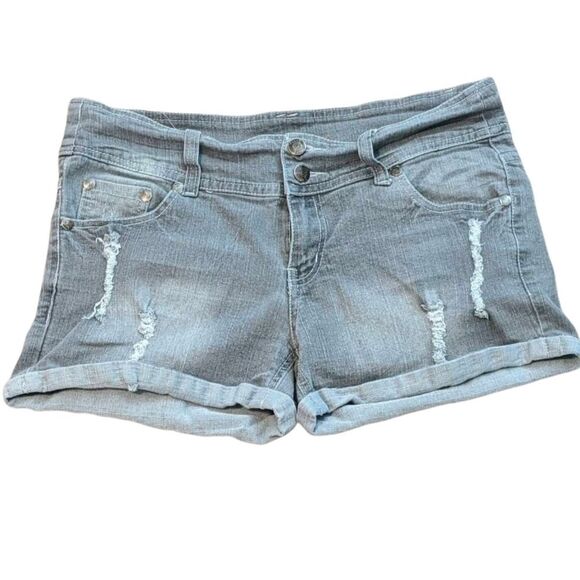Vega Jeans Distressed Denim Cuffed Shorts - Size 9 - Picture 1 of 3